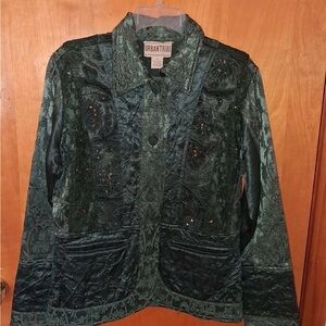 Urban Tribe Velour Embellished Emerald Jacket Medium